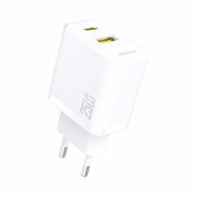 Tālruņa lādētājs Dudao A26T 25 W GaN USB-C + USB-A balts
