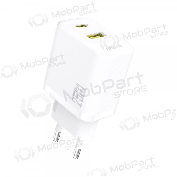 Tālruņa lādētājs Dudao A26T 25 W GaN USB-C + USB-A balts