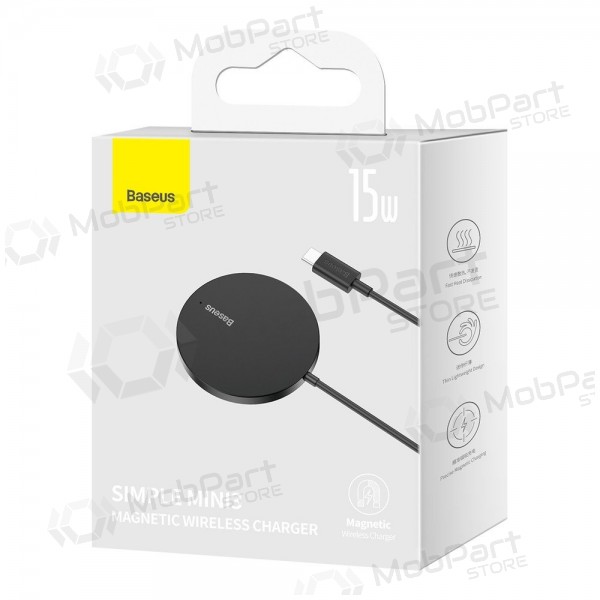 MagSafe bezvadu lādētājs Baseus Simple Mini 3 15 W melns