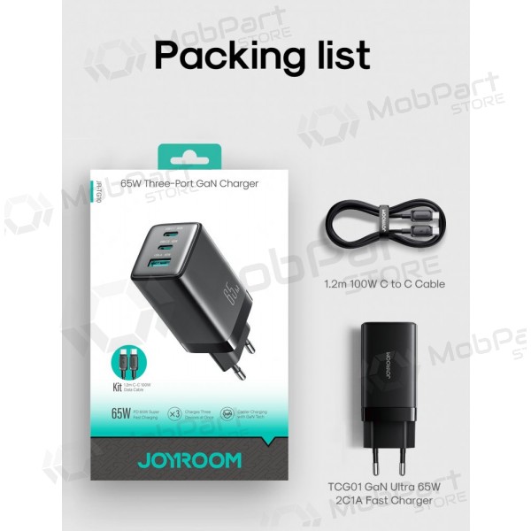 Tālruņa lādētājs Hoco N66 35 W GaN USB-C + USB-A ar Lightning vadu 1 m balts
