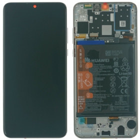Huawei P30 Lite 48MP ekrāns (balts) (ar rāmīti un baterija) (service pack) (oriģināls)