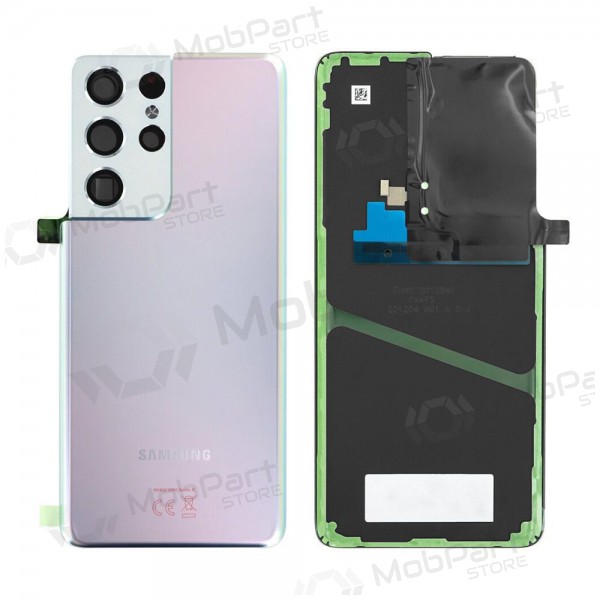Samsung G998 Galaxy S21 Ultra 5G aizmugurējais baterijas vāciņš (Phantom Silver) (lietots grade A, oriģināls)