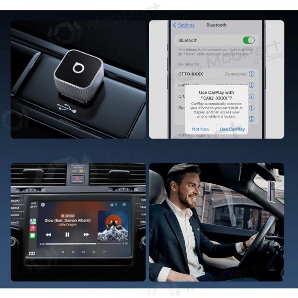 Bezvadu CarPlay / Android Auto adapteris Ottocast Mini Cube CP88-T2 sudraba