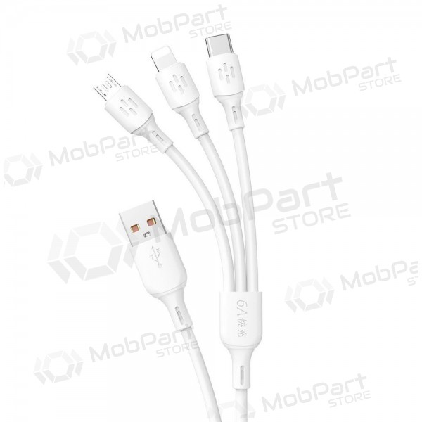 USB kabelis Dudao L8A-3in1 USB-A uz USB-C / Micro USB / Lightning 1.2 m 6A
