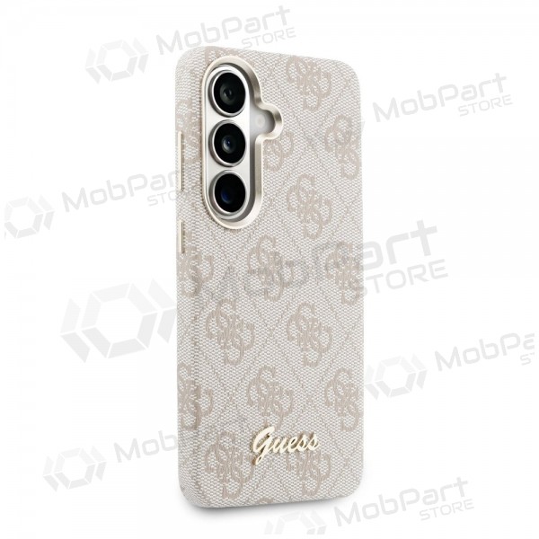 Samsung Galaxy S26 maciņš - Guess PU 4G Script Metal Logo Magnetic (rozā)