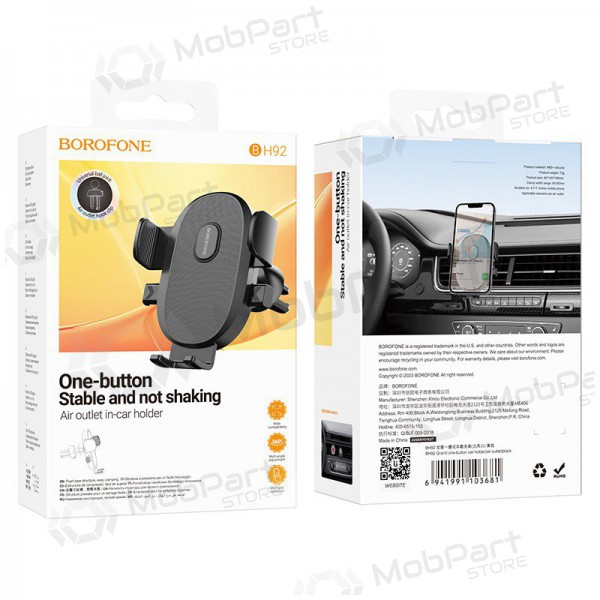 Tālruņa turētājs automobiļiem Borofone BH92 (air vent) melns