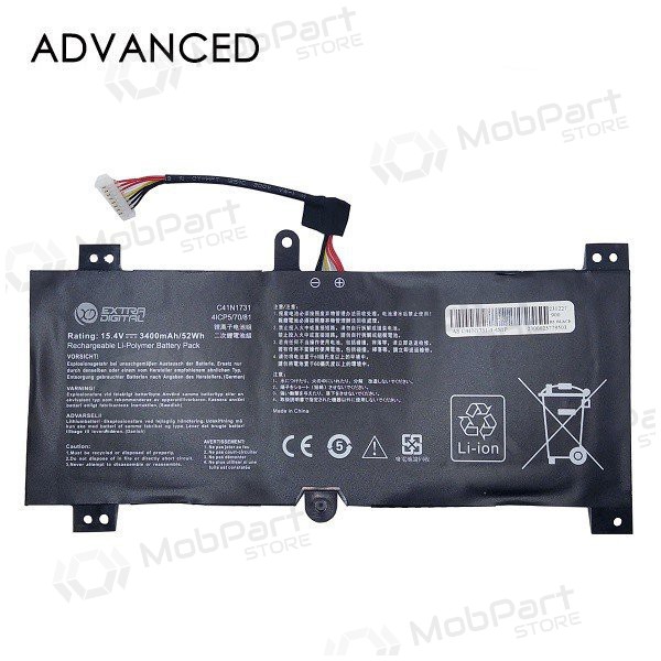 ASUS C41N1731, 3400mAh klēpjdatoru akumulators, Advanced ASUS C41N1731, 3400mAh klēpjdatoru akumulators, Advanced