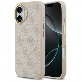 Apple iPhone 17 maciņš - Guess PU Leather 4G Gold Frame MagSafe