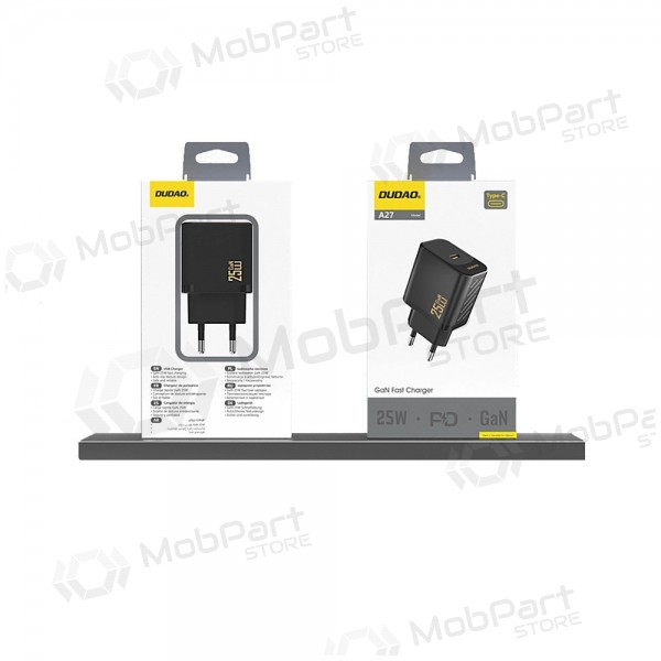 Tālruņa lādētājs Dudao A27 25 W GaN USB-C melns