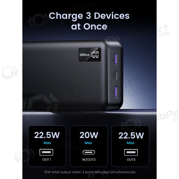 Ārējā baterija Power Bank Ugreen PB313 20W 20000mAh (25683) melna