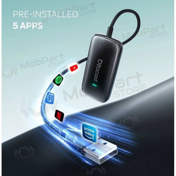Bezvadu CarPlay/Android Auto adapteris Ottocast Play2Video Ultra melns