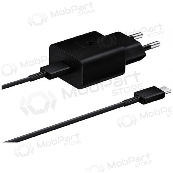 Lādētājs oriģināls Samsung EP-T1510XBEGEU 15W + kabelis Type-C 1m iepakojumā melns
