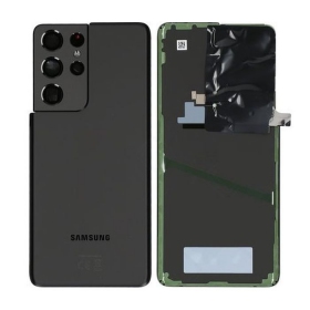Samsung G998 Galaxy S21 Ultra 5G aizmugurējais baterijas vāciņš (Phantom Black) (lietots grade A, oriģināls)