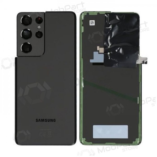 Samsung G998 Galaxy S21 Ultra 5G aizmugurējais baterijas vāciņš (Phantom Black) (lietots grade A, oriģināls)