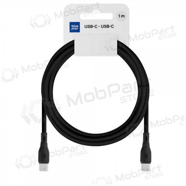 USB-C kabelis Blue Star PJ73-13-3 USB-C uz USB-C 1 m 60 W melns