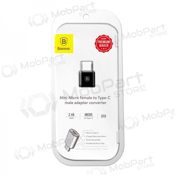 Adapteris Baseus MicroUSB to Type-C OTG melns CAMOTG-01