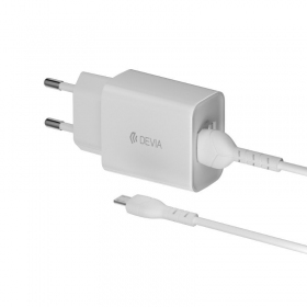 Lādētājs Devia Smart x 2 USB (2.4A) + MicroUSB, (balts)