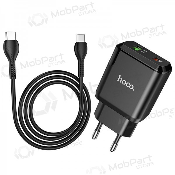 Lādētājs Hoco N5 USB Quick Charge 3.0 + PD 20W (3.1A) + Type-C-Type-C (melns)