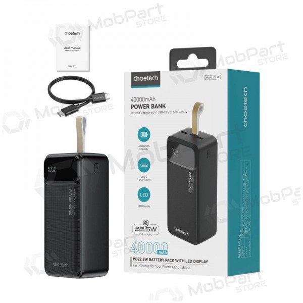 Ārējā baterija Power Bank Choetech B731 22.5W 40000mAh melna