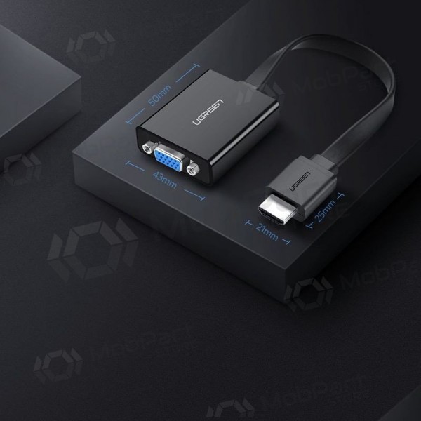 Adapteris Ugreen MM103 HDMI uz VGA melns