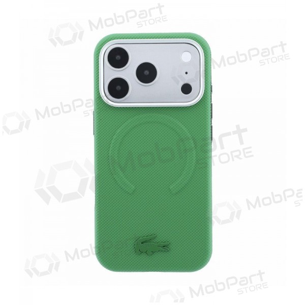 Apple iPhone 18 Pro maciņš - Lacoste PVC Petit Pique Semi Wrap Embossed MagSafe (zaļš)
