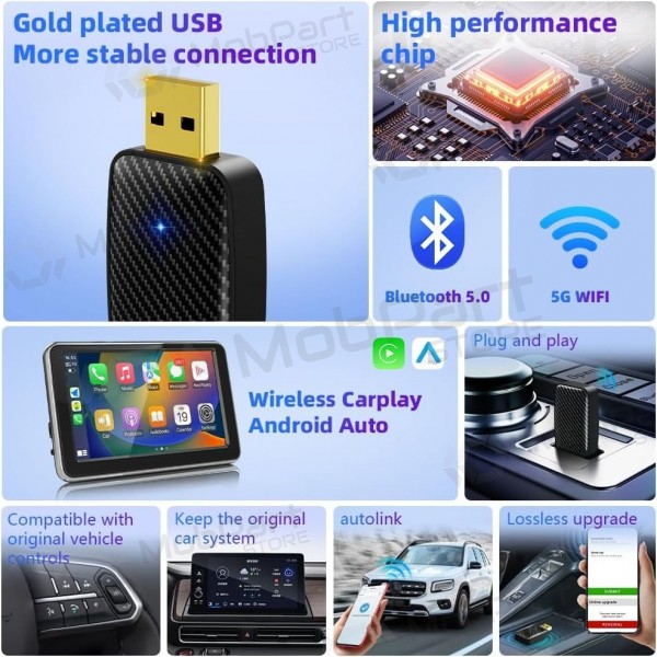 Bezvadu CarPlay/Android Auto adapteris Reach U4 melns