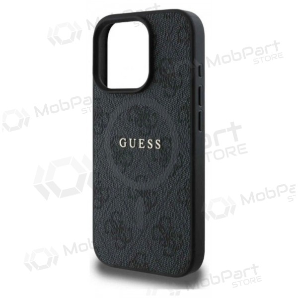 Apple iPhone 16 Pro Max maciņš - Guess PU Leather 4G Colored Ring MagSafe (melns)