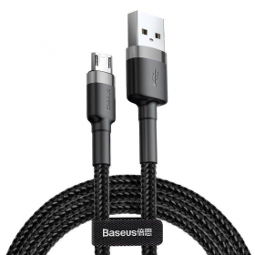 USB kabelis Baseus Cafule Type-C 2.0m 2.0A (pelēks-melns) CATKLF-CG1