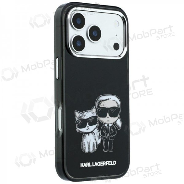 Apple iPhone 18 Pro maciņš - Karl Lagerfeld PU Semi Wrap Smooth Sketch Bodies MagSafe (melns)