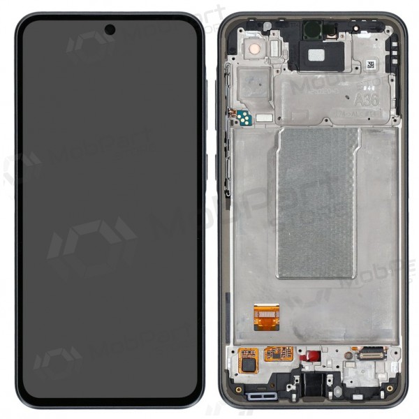 Ekranas Samsung A366 A36 5G su lietimui jautriu stikliuku un rėmeliu oriģināls Black (service pack)