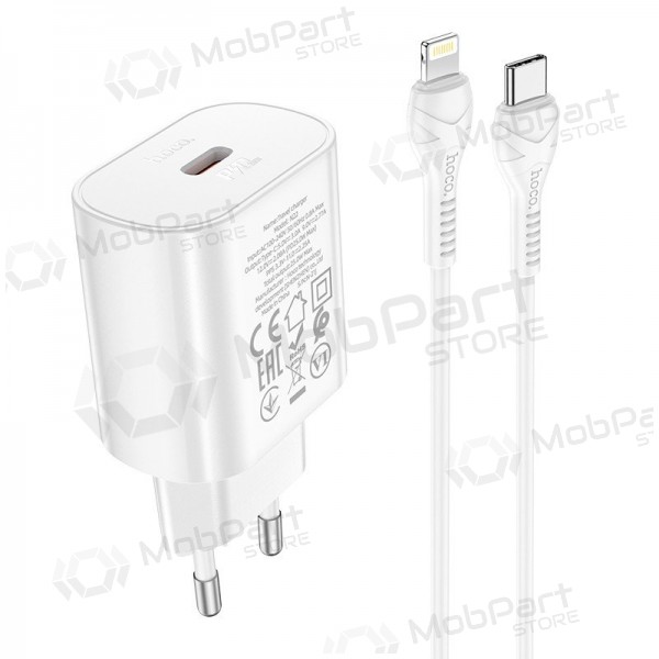 Tālruņa lādētājs Hoco N22 25 W USB-C ar Lightning kabeli 1 m balts