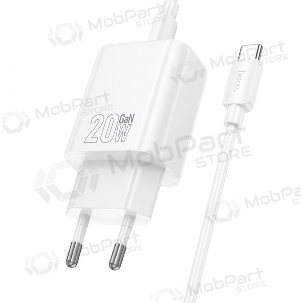 Tālruņa lādētājs Hoco N60 GaN USB-C ar USB-C kabeli 1 m balts