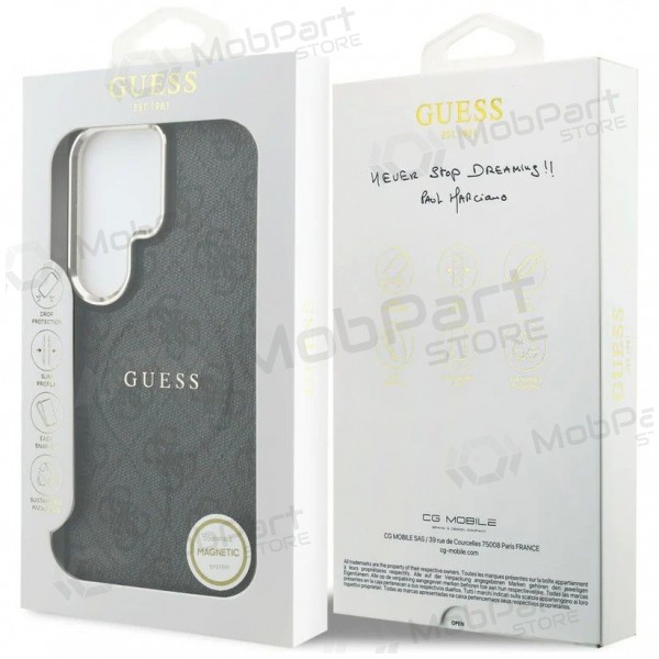 Samsung Galaxy S26 Ultra maciņš - Guess PU Leather 4G Gold Frame Magnetic (melns)