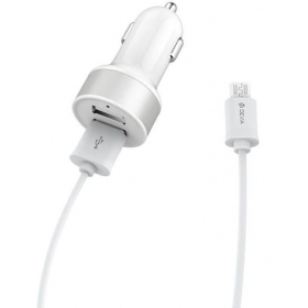Lādētājs automobilinis Devia Smart x 2 USB (2.4A) + microUSB (balts)