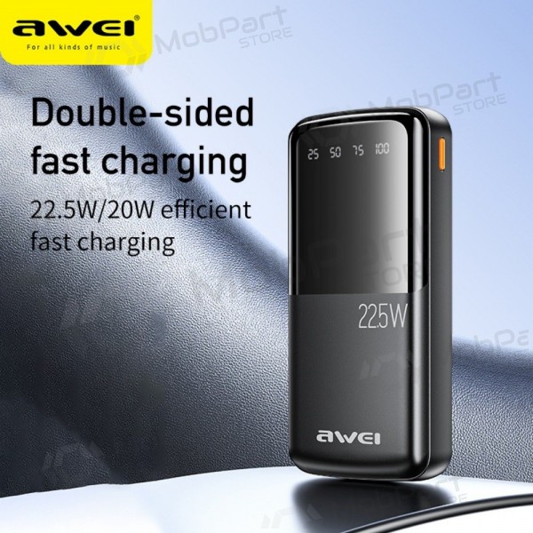 Ārējā baterija Power Bank Awei P13K PD20W/QC22.5W 20000mAh melna