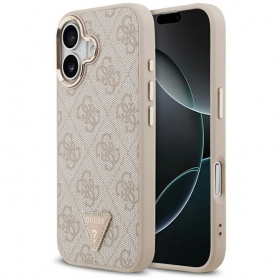 Apple iPhone 17 maciņš - Guess PU Leather 4G Strass Triangle Logo Gold Frame MagSafe
