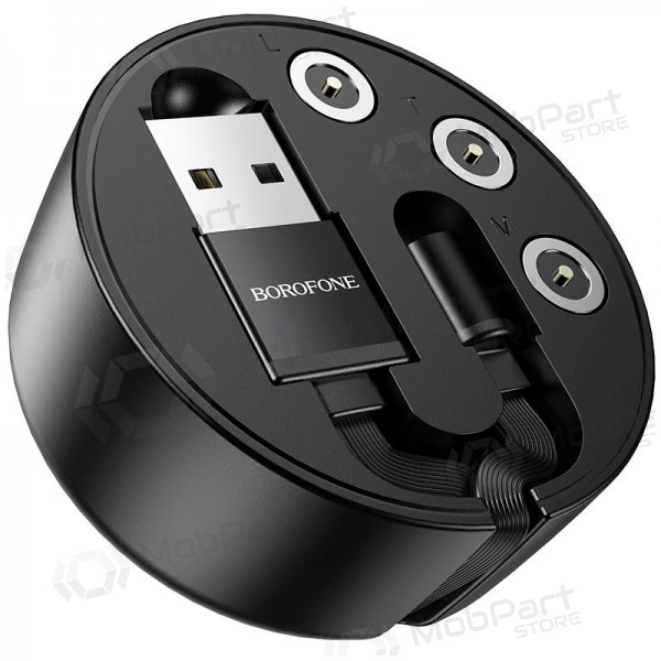 USB kabelis Borofone BU26 3in1 microUSB-Lightning-Type-C magnetinic 1.0m (melns)