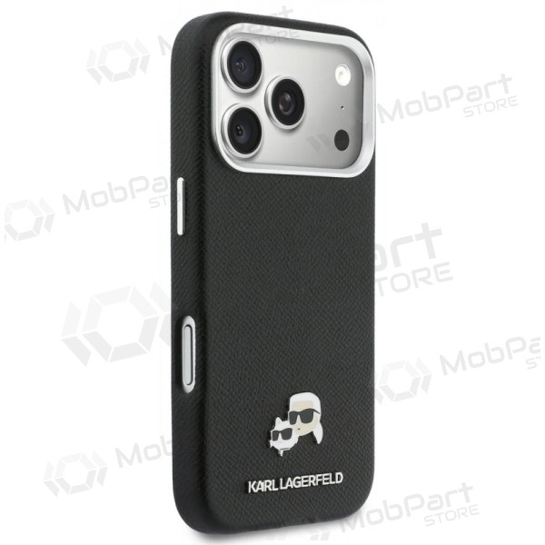 Apple iPhone 17 Pro maciņš - Karl Lagerfeld PU Karl and Choupette Heads Pins MagSafe (melns)