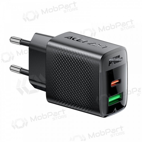 Lādētājs Acefast A98 30W GaN USB-C/USB-A melns