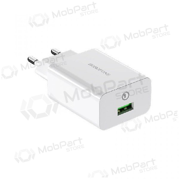 Lādētājs BOROFONE BA21A Long journey QC3.0 USB 18W (3.6V-6.5V/3A, 6.6V-9V/2A, 9.1V-12V/1.5A) (balts)