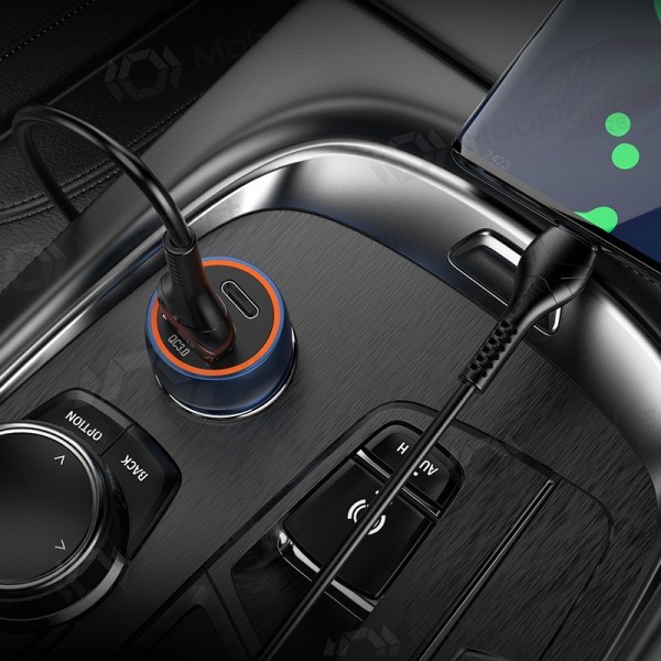 Lādētājs automobilinis Hoco Z46A USB-A/Type-C PD20W+QC3.0 pelēks