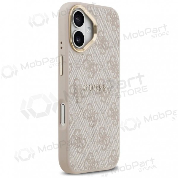 Apple iPhone 17 maciņš - Guess PU Leather 4G Gold Frame MagSafe (rozā)