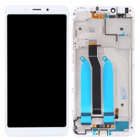 Xiaomi Redmi 6 / 6A ekrāns (balts) (ar rāmīti) (service pack) (oriģināls)