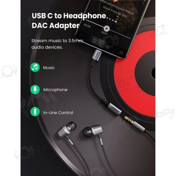 Audio adapteris Ugreen AV161 USB-C uz 3.5 mm pelēks