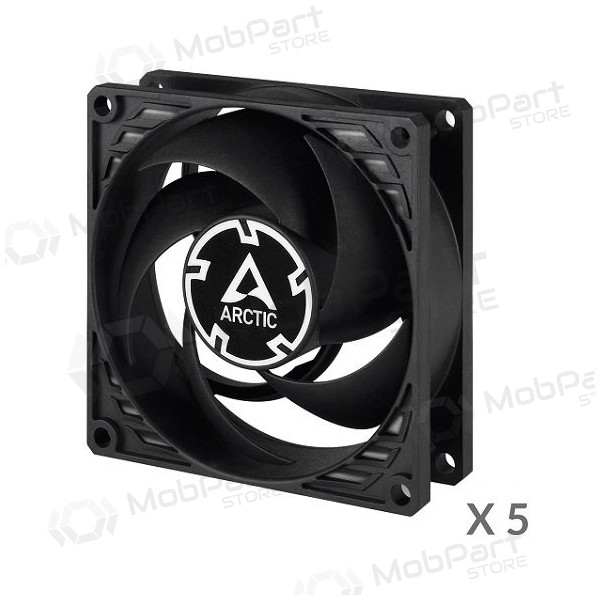 ARCTIC P8 Silent ypač tylūs korpuso ventiliatoriai, 3-pin, 80mm, juodi, 5 gab.