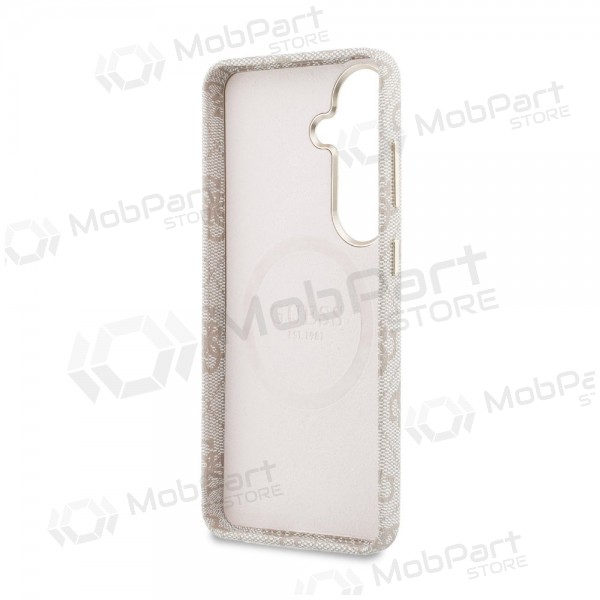 Samsung Galaxy S26 maciņš - Guess PU 4G Script Metal Logo Magnetic (rozā)