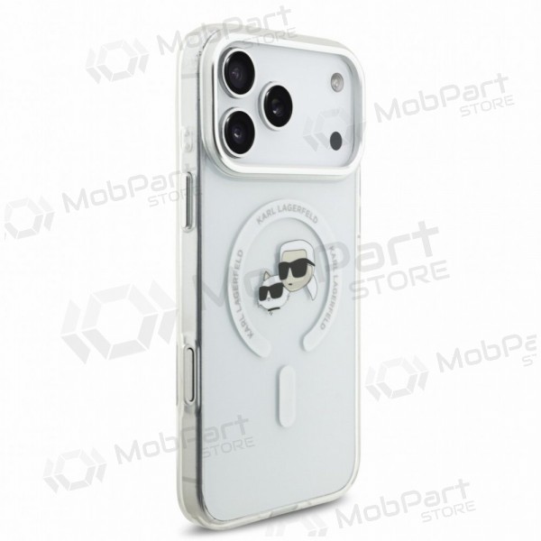 Apple iPhone 18 Pro maciņš - Karl Lagerfeld IML K&CH Heads Metal Frame MagSafe (caurspīdīgs)