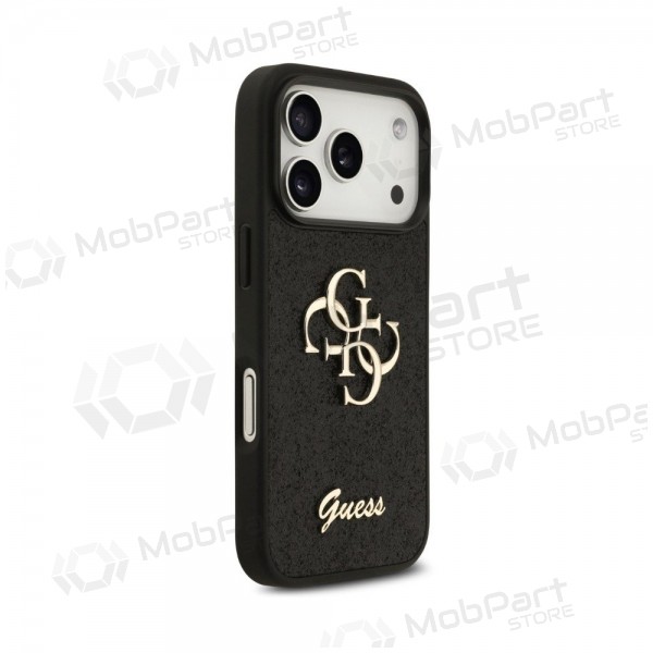 Apple iPhone 18 Pro Max maciņš - Guess PU Fixed Glitter 4G Metal Logo (melns)