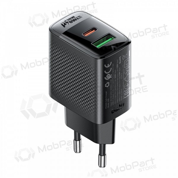 Lādētājs Acefast A98 30W GaN USB-C/USB-A melns