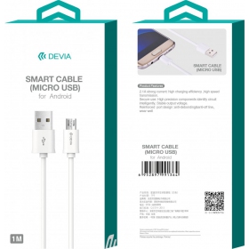 USB kabelis Devia Smart microUSB 1.0m (balts)